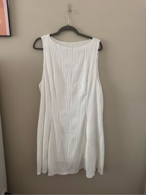 Sleeveless White Textured Sundress